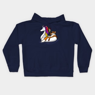 Fox Riding A Unicorn Float Kids Hoodie